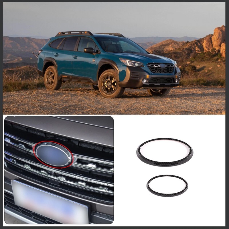 car-attention Carbon Fiber Front Rear Emblem Badge Logo Trim 2PCS