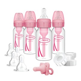 Dr. Brown's Options Slow Flow Bottle Set for Breastfed Baby, 4 Ounce, Pink