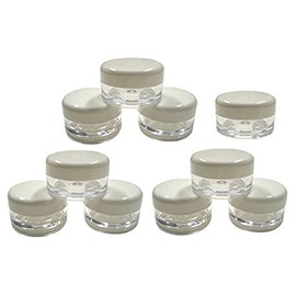 DMtse 5ml Empty Plastic Cosmetic Jars x 10 Clear with White Lids for Creams/Sample/Make-Up/Glitter Storage