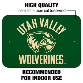 Utah Valley University Wolverines Logo Home Business Office Sign - Wood - 6" x 9" (15.3cm x 22.9cm)