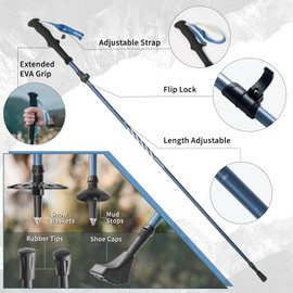 Naturehike Collapsible Hiking & Trekking Poles, 2 PC Adjustable Lightweight Aircraft Aluminum Trekking Poles