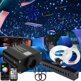 AZIMOM 16W Twinkle & Sound Activate 550pcs*0.03in*9.8ft Fiber Optic Starlight Headliner Kits+RGB Meteor Shooting Star,APP& Remote Control Light Engine End Glow Fiber Strands Home Car Ceiling Décor