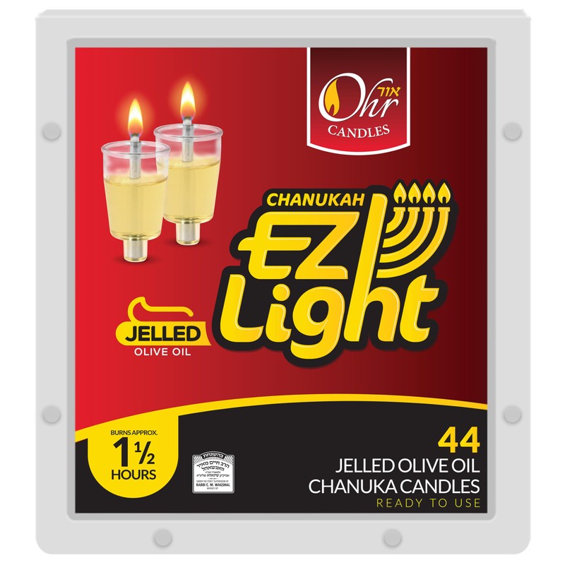 OHR CANDLES E-Z Light 44 Jelled Olive Oil Chanukah Candles