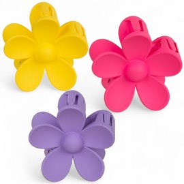 MIJOMA Haarklammern Blume 3er Set – große Haarspangen 7 cm – starke Kunststoff Haarclips für Damen & Mädchen – farbenfrohes Blumen-Design (Sunny Pop)