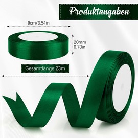 Gift Ribbon Green Satin Ribbon Green 20 mm, 23 m Ribbon for Gift Wrapping Webbing Satin Ribbons Gift Ribbon Wide Festival Ribbons for Christmas Gifts Christmas Tree Wedding Decoration
