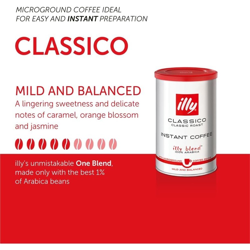 illy Instant Coffee- 100% Arabica Coffee – Classico Medium Roast