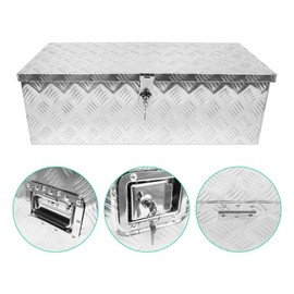 GarveeTech 30 Inch Aluminum Truck Tool Box, Diamond Plate Trailer Pickup Atv Truck Bed Storage Toolboxes w/Lock & 2 Keys, Rectangle, Silver