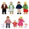 yotutun Dollhouse Doll Family Set, Wooden Dollhouse Dolls with 7