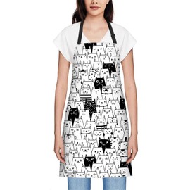 Smooffly Cute Cats Apron,Adjustable Neck Bib Apron for Men Women,Suitable for Kitchen Cooking Waitress Chef Apron
