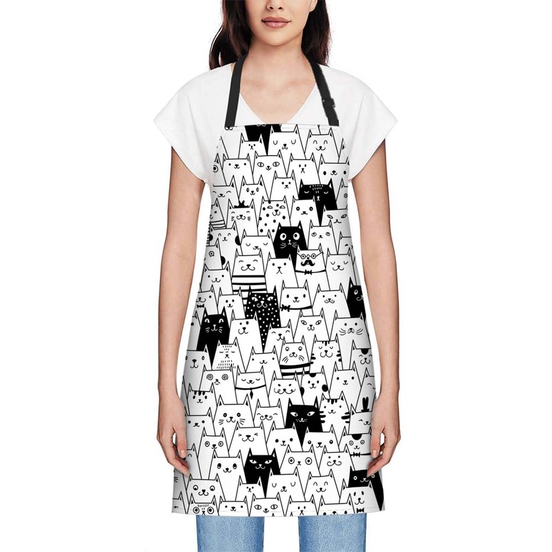 Smooffly Cute Cats Apron,Adjustable Neck Bib Apron for Men Women,Suitable