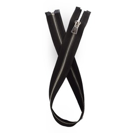Nickel Free #5 Zipper Metal Open & Closed End No.5 Zip (Black - 322, 23.6 inch - 60 cm (Open End))