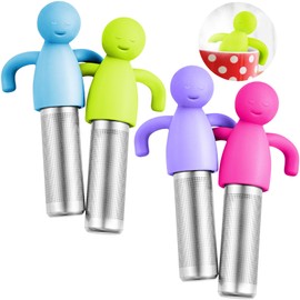 Hicarer 4 Pieces Tea Infuser for Loose Tea Cute Fine Mesh Strainer Stainless Steel Filter Ball Diffuser Steeper for Teacups Teapots (Blue,Green,Purple,Rose Red)