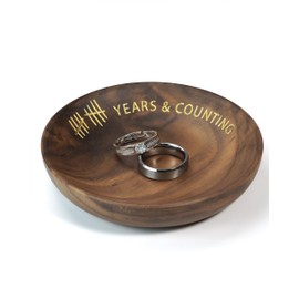 LerchPhi Ring Holder Dish Dia. 4 Inch - 10 Year Anniversary Wooden Gifts for Him & Her, Celebrate a Decade with Traditional 10th Anniversary Wooden Gifts for wife.