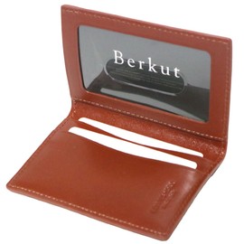 Berkut Italian Leather Pass Case with Clear Case, IC Card Slot, Commuter Pass Holder, Card Holder, For Men and Women, Braun