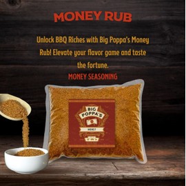 Big Poppa’s Money BBQ Rub – Prize-Winning Meat Seasoning for Any Cut with Sea Salt, Garlic Powder & Cane Sugar – Gluten-Free BBQ Seasoning Blend for Pulled Pork, Ribs, Chicken & More (5 lb Bag)