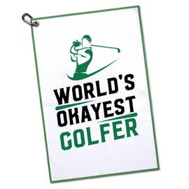GEYGIE World's Okayest Golfer Repeat Printed MicrofiberPrinted Golf Towel, Funny Golf Towel Gifts for Men Women Grandfather, Retirement Gift for Golf Lover Golfer