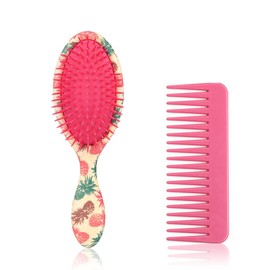 𝐂𝐀𝐍𝐃𝐘𝐁𝐑𝐔𝐒𝐇 Detangling Hairbrush - Wet and Dry Hair Brush for Children Women and Men - Original Detangler Hair Brush for wet and dry hair - Kids hair brush no pain, Hair comb of Professional Hair Salon Quality（Large）(Pineapple)