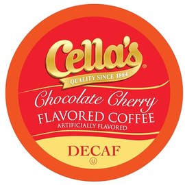 Cella's Decaf Chocolate Cherry Coffee Pods Compatible with Keurig K Cup Brewers, Medium Roast Flavored Coffee, Smooth Single Serve Pods for Home and Office, 38 Count