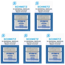 50 Schmetz Universal Sewing Machine Needles - Assorted Sizes - Box of 5 Cards
