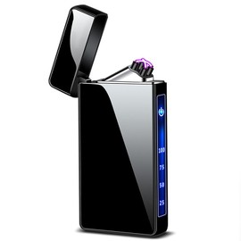 Plasma Dual Arc Lighter,USB Rechargeable Lighter with LED Battery Indicator and Touch Sensor Switch (ICE Black)