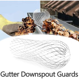 8Pcs Gutter Downspout Guards -Bestgle 3.5 Inch Adjustable Aluminium Filter Strainer Drain Net Cover, Expandable Gutter Strainer for Preventing Blockage Leaves Debris