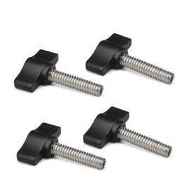 Befenybay 4 pieces 1/4 inch - 20 x 1 inch knurled screw stainless steel standard/coarse thread black aluminium knob
