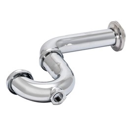 Eastman 1-1/2 Inch 17-Gauge Steel P-Trap with Flange and Cleanout, Brass Plumbing Fitting, Chrome Finish, 35022
