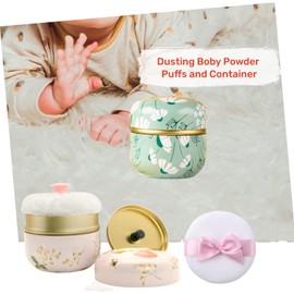 TYRKE Powder Puff and Container Set - Large Body Powder Puffs with Handle & Mini Puff, Velour Dusting Powders Puffs for Women,Travel Powders Container with Puff for Loose/Baby Powder (Face & Body) (pink)