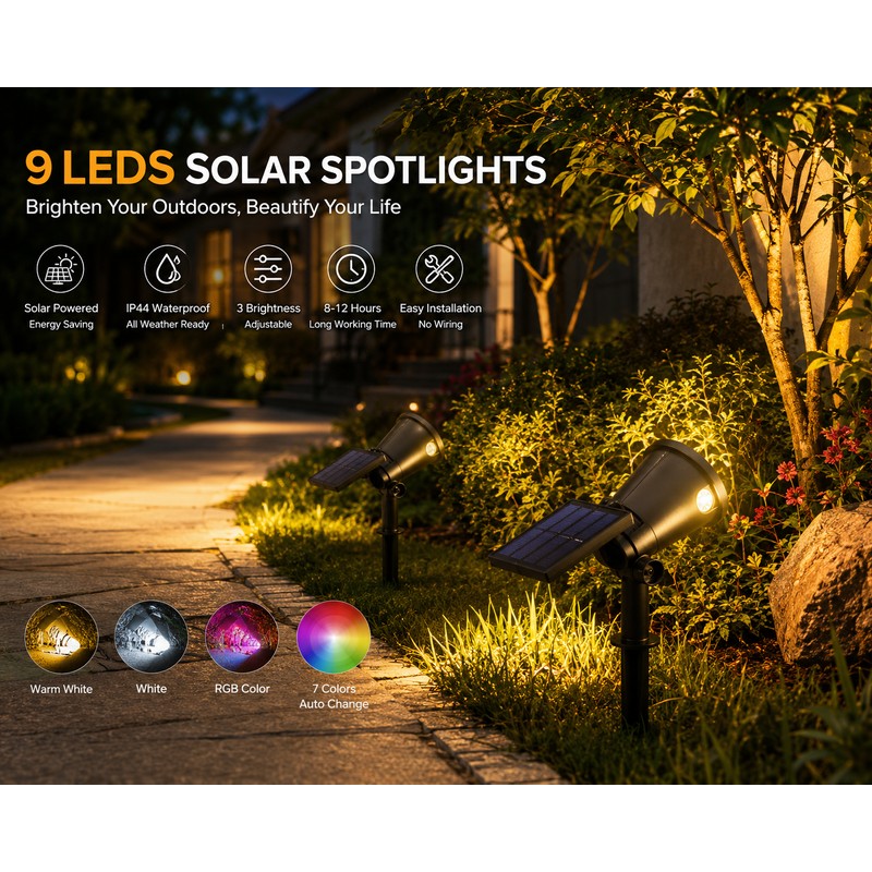 Outdoor Waterproof Spot Light Solar Garden LED Landscape Patio Decor