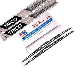 Wiper Blades Set for 1965 Plymouth Barracuda Driver/Pass Trico Steel Wipers Set of 2 Bundled with MicroFiber Interior Car Cloth