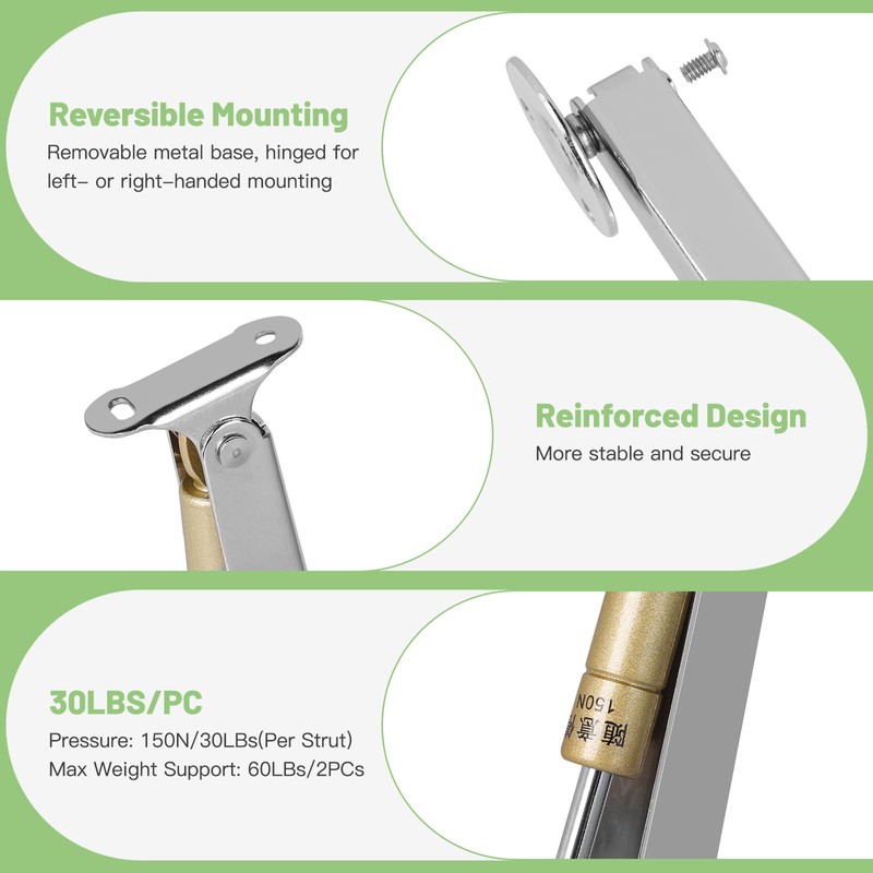 LALAGO Gas Lift 150N/PC, Lid Support Hinges Hold in Any