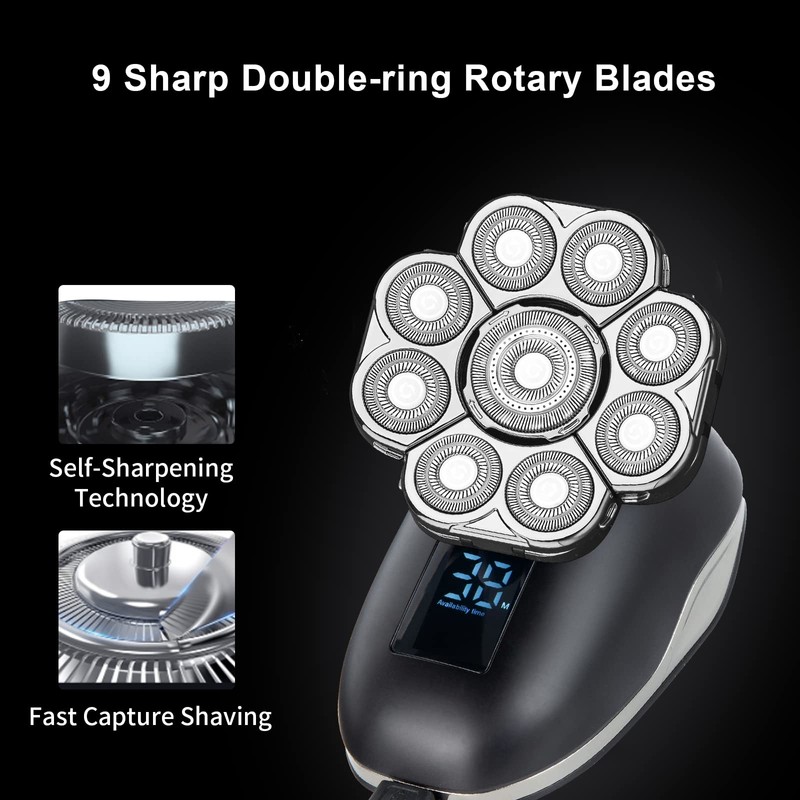 Magnetic Head Shaver Replacement Heads 7 Double Ring Waterproof Rotary