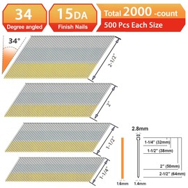 15 Gauge DA Angled Finish Nails,2-1/2",2",1-1/2",1-1/4":2000Pcs