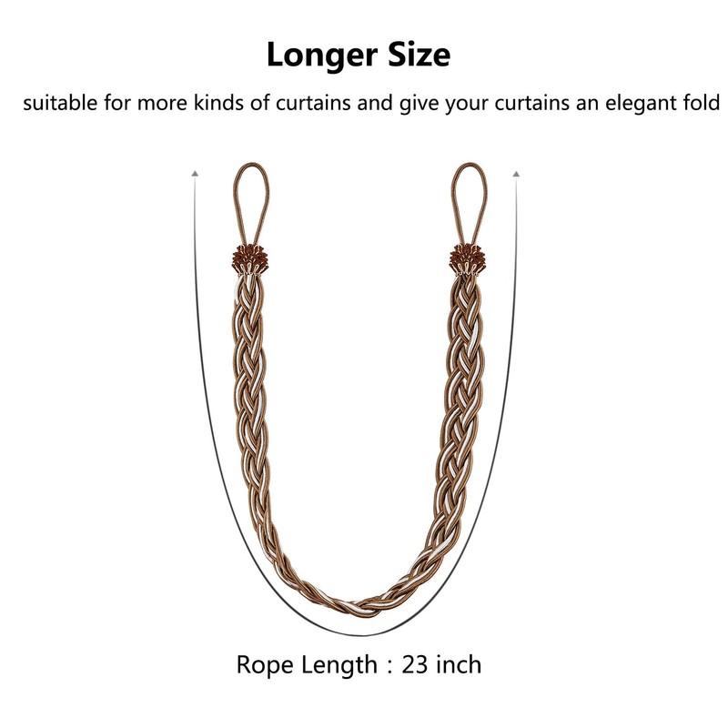 Blulu 6 Pieces Braided Curtain Tiebacks Rope Belt Curtain Ties