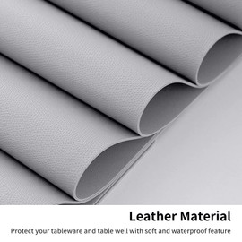 Herda Gray Leather Table Placemats Set of 4, Table Mats Wipeable Washable Place Mats Indoor Outdoor Patio Table Home Kitchen Waterproof for Dining Table Easy to Clean and Heat Resist Modern Grey 4Pack