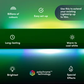 LIFX Lightstrip Extension, 1m. Wi-Fi Smart LED Color Zones Light Strip Without Plug (AU/NZ), White (LZ1RGBWAU)