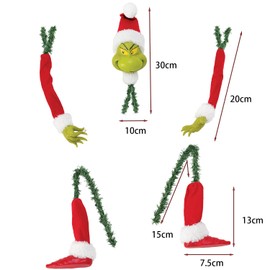 Christmas Grinch Body Ornament, Elf Head, Arms and Legs for Christmas Tree, Christmas Tree Ornament Pendant, Grinch Christmas Tree Decoration, for Christmas Trees, Xmas, Home, Party