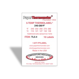 5-Temp Thermolabel 240-280°F Temperature Label Pack of 16 Labels