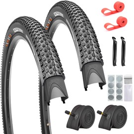 SIMEIQI 26X2.125 Inch for Mountain Bike Tires (2 Tires 2 Tubes 2 Levers Rim Strips Kit)