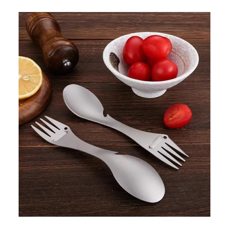 Titanium Spork,Spoon Fork Bottle Opener Outdoor Backpacking Camping Utensil