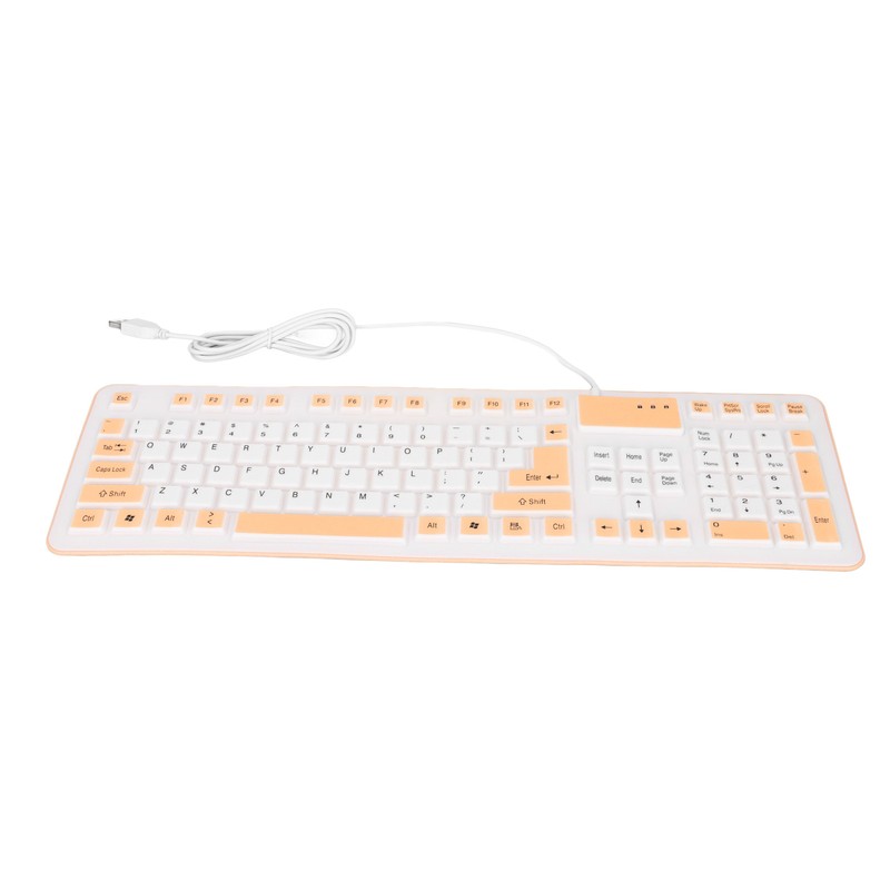 Foldable Silicone Keyboard 106 Keys Waterproof Dustproof Foldable USB Wired
