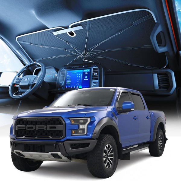 [2025 Upgraded] Weektic Truck Windshield Sun Shade for F-150/RAM 1500/Silverado/Sierra-10