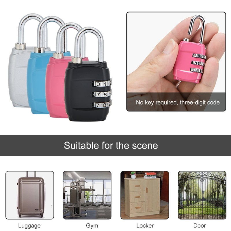 4PCS Luggage Locks, 3 Digit Combination Padlock Digit Security Padlock
