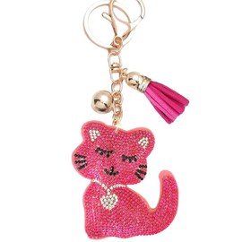 Bling Pets & Creatures Bag Charm with Keychain, Fashion Accessory For Keys, Purse, Backpack decor keychain bag keychain charms:_Tabby Cat, Gold Hardware
