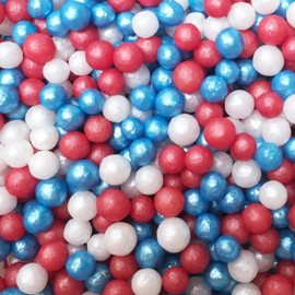 A Pinch Of ... Glimmer Pearls - Red, White & Blue - Mini Pouch - 30g. Part of our Great British Range, a beautiful mix of sugar pearls, Just enough for a single bake (Glimmer RWB)