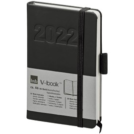 'Calendar Book Book – Week on Two Pages English Diary A6 – Black