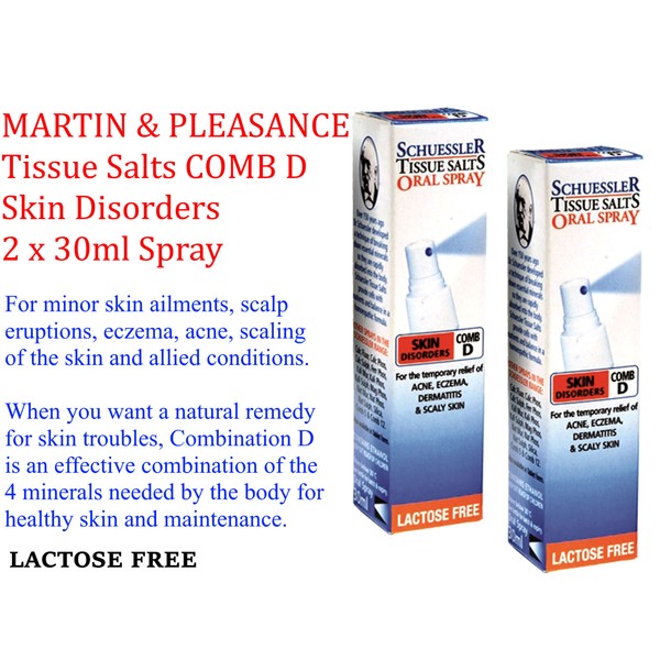 2 x 30ml MARTIN & PLEASANCE Tissue Salts COMB D Skin Disorders Spray * FREE POST
