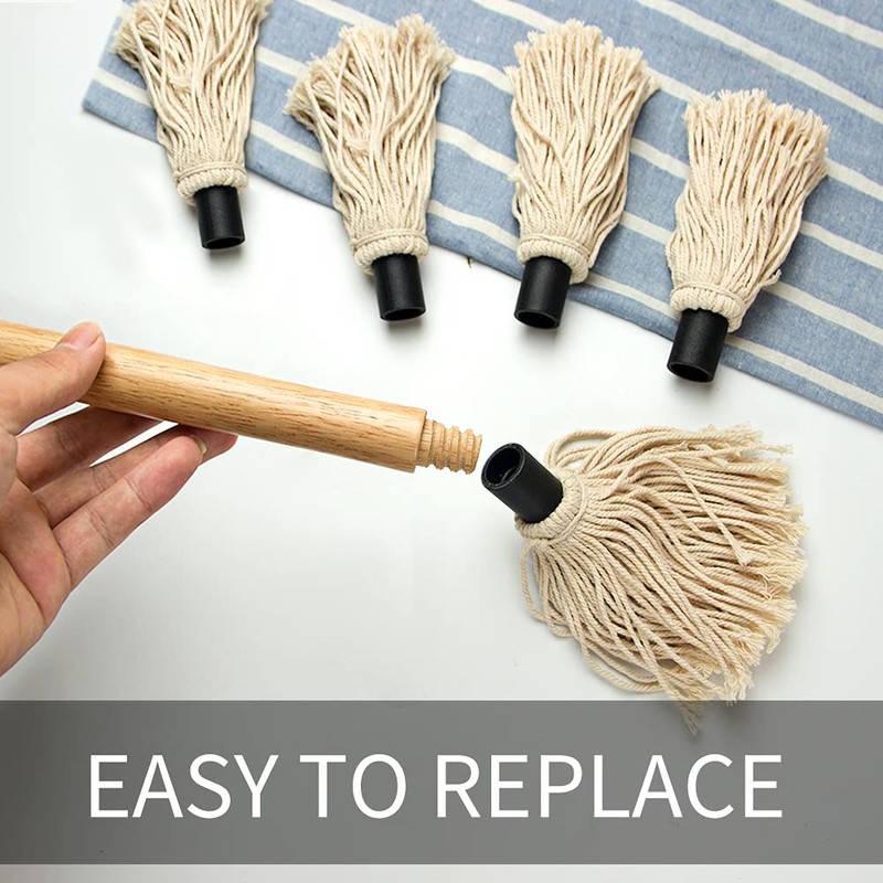 18 Inch Grill Basting Mop Wooden Long Handle with 4