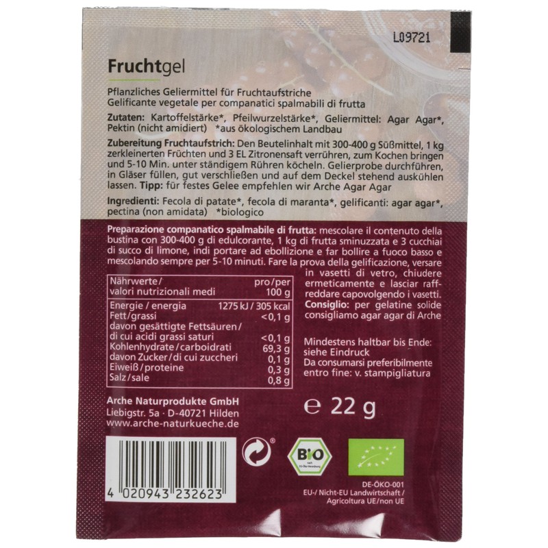 Arche Organic Fruit Gel, Pack of 9 (9 x 22