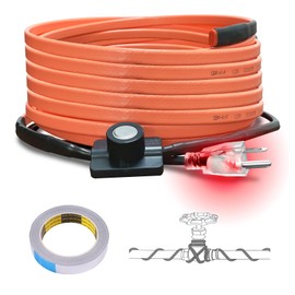 Cupohus Heat Tape for Water Pipes with Thermostat 25FT, Freeze Protection Self-Regulating Heat Trace Cable for Metal, Plastic Home Pipes, Roof and RV